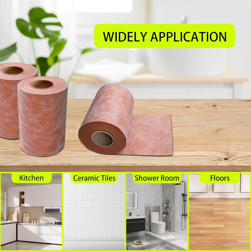 SWPEC Waterproofing Membrane for Shower 9.8inch x 49Ft (40 Sq Ft) 23.6mils Thick Tile Shower Waterproof Membrane Roll Underlayment Waterproof Wall Panels for Showers Bathroom Sauna Walls and Wet Areas - Image 4